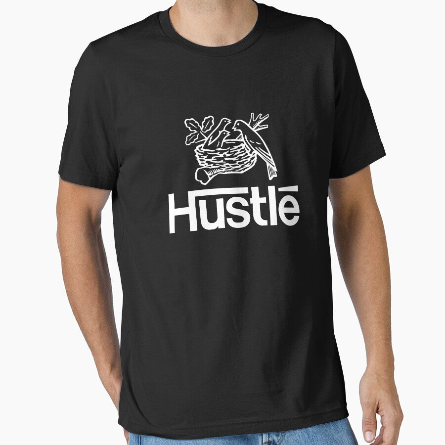 Hustlé - white print by Tunic Shirts