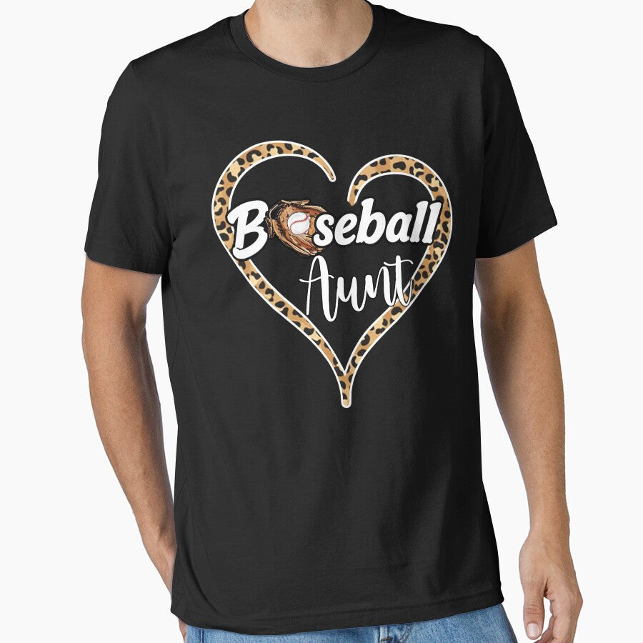 Baseball Aunt Leopard Heart Cute Design by KIROSALS