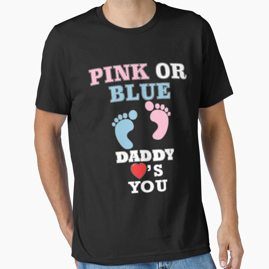 Mens Pink Or Blue Daddy Loves Heart You Gender Reveal Baby Shower Heart Gender Reveal Party Mens Womens T Shirt You Baby Shower Gender Reveal Party Mens Womens T Shirt Funny Cute Gift by arcadetoystore