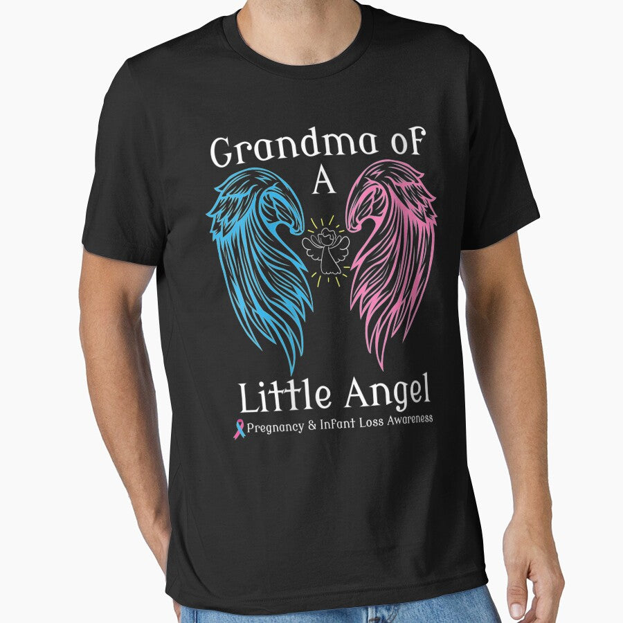 Womens Grandma Of A Little Angel Pregnancy And Infant Loss Tee V-Neck by ErnestoStudio