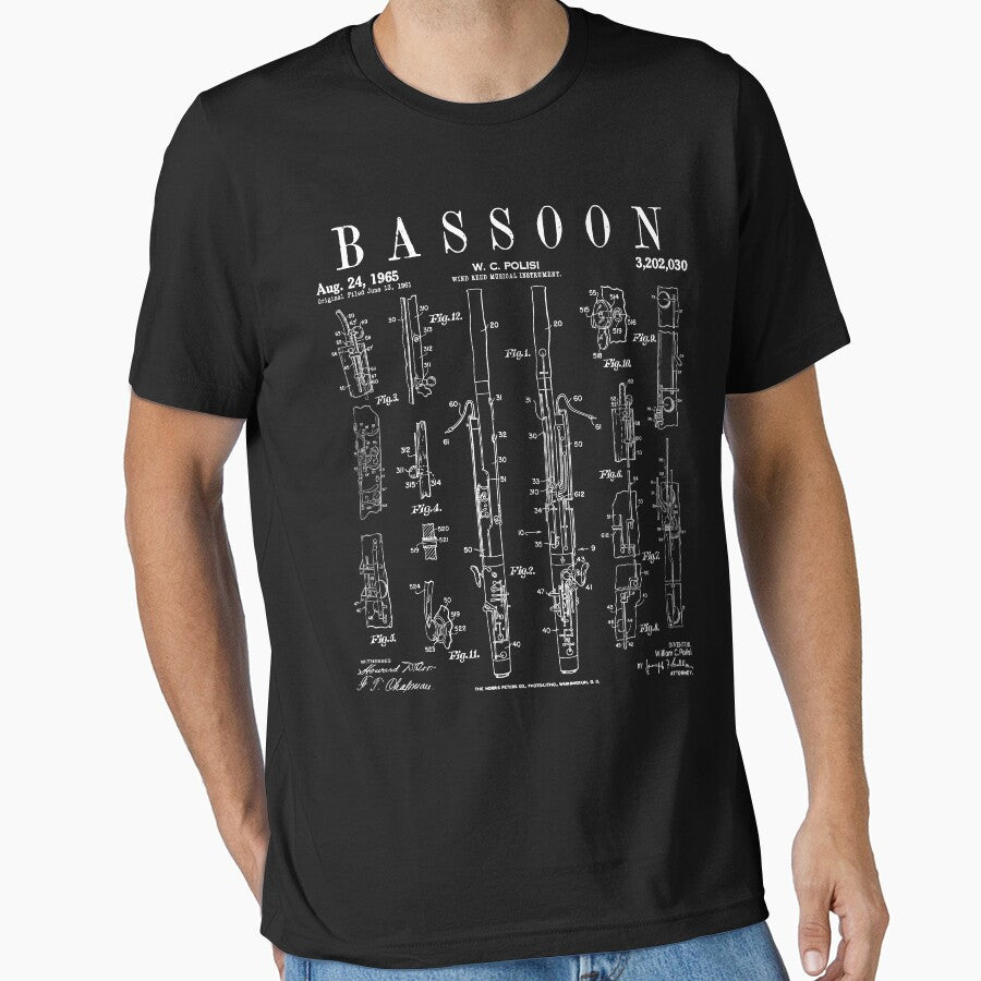Bassoon Player Vintage Patent Bassoonist Drawing Print by GrandeDuc