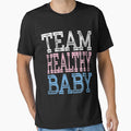 Team Healthy Baby Gender Reveal Announcement Baby Shower Party TShirt by arcadetoystore