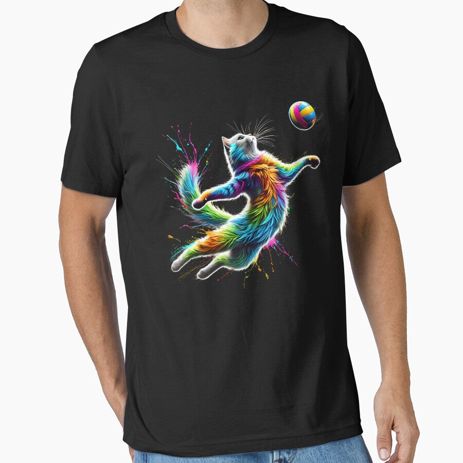 Colorful Cat Playing Volleyball Player Kitten Lover by Kimberley King Art  King Art