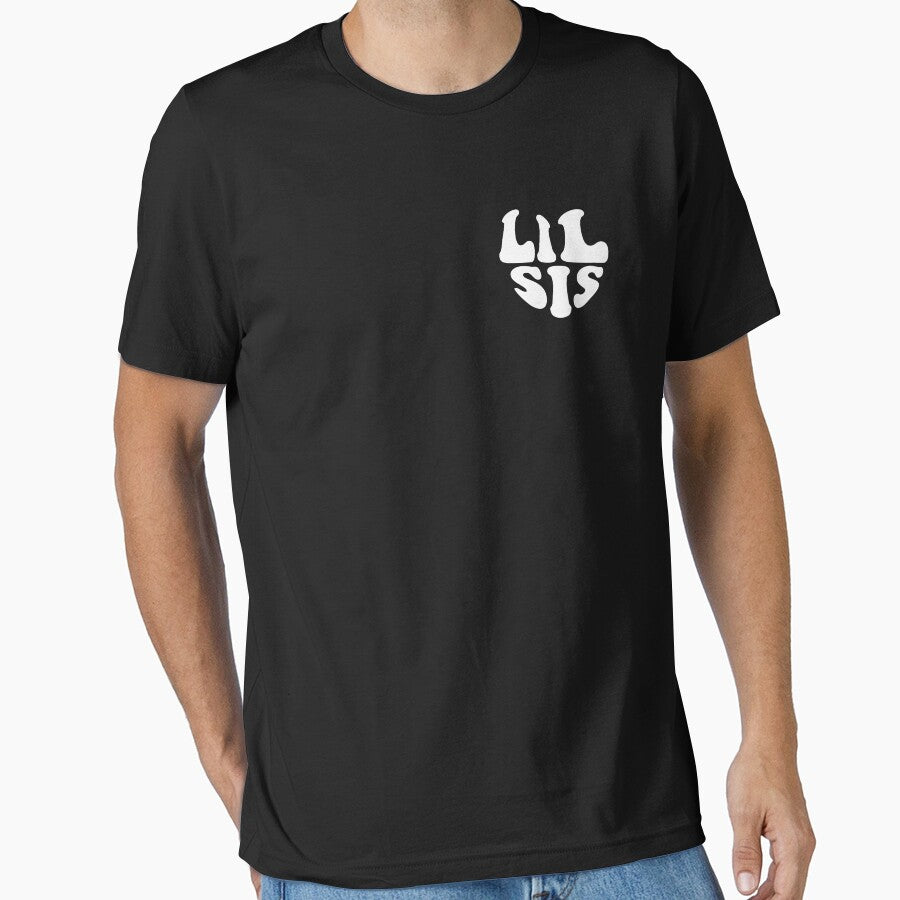 Lil Sis White Heart Wavy Typography by WAMTEES