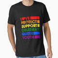 Love Protect Support Celebrate Queer Youth LGBTQ Gay Ally Pullover Hoodie by luciaaljudith
