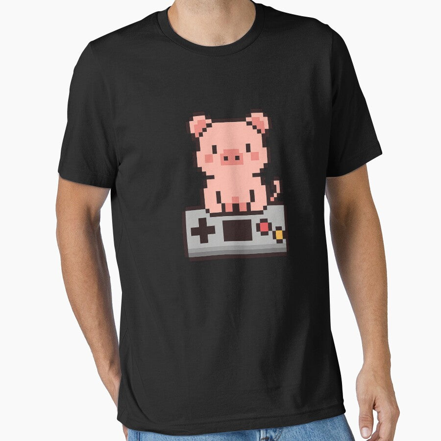 Pixel Gamer Pig — Cute Retro Pixel Art Design by AddictiveDesign