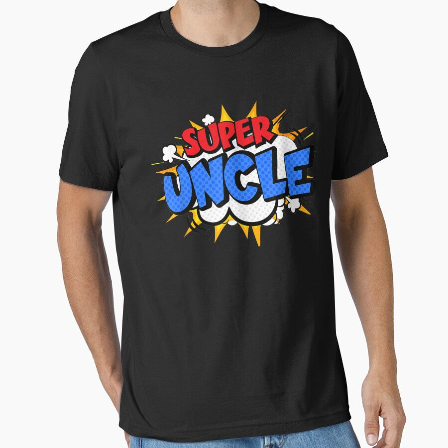Mens Super Uncle Funny Cool Comic Cartoon Hero Graphic by SeppeGoffin
