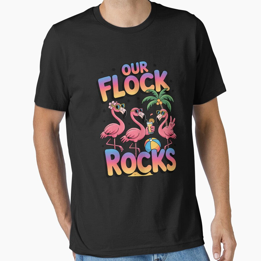 Our Flock Rocks Flamingo Summer Vacation Family Matching by JessicaWalshdf