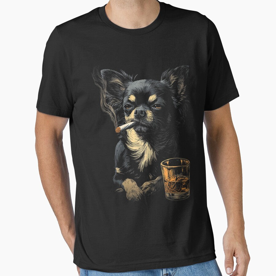 Chihuahua Smoking Cigarette Whisky Lover Funny Dog by FrankIsabel