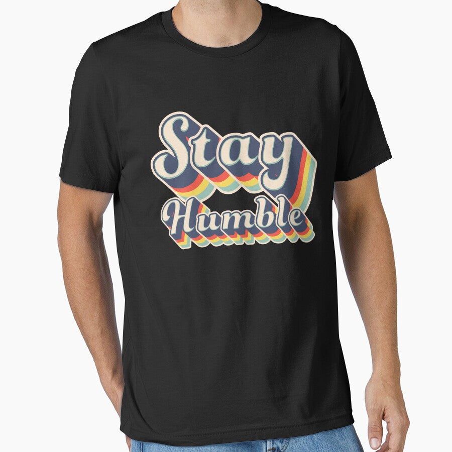 Stay Humble Quote Retro Cursive Rainbow Embossed Colors by johnta17
