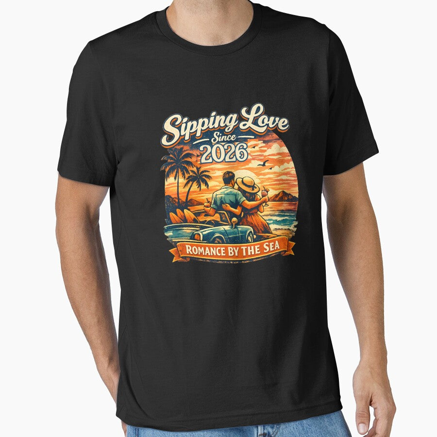 Sipping Love Since 2026 Romantic Summer Vacation Couple Design by RoyesButler