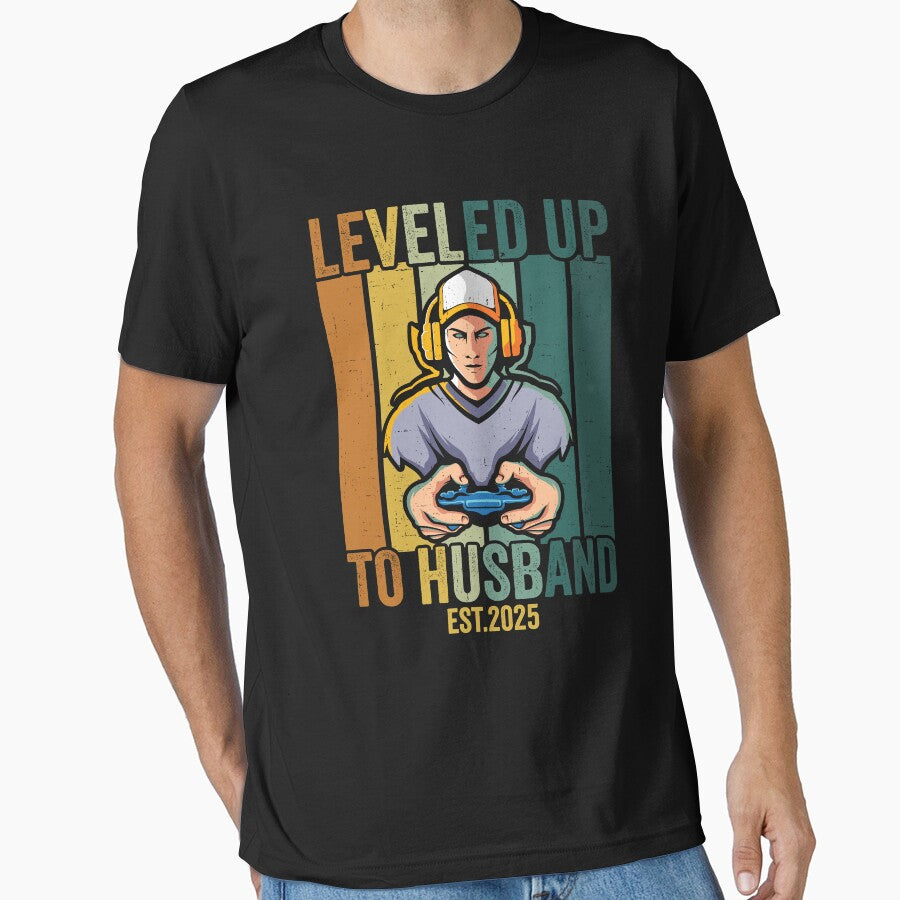 Leveled Up To Husband Est 2025 Shirt, Funny Gamer Husband Shirt, New Husband Shirt, Promoted To Husband Shirt, Groom Video Game Lovers Shirt by aymob