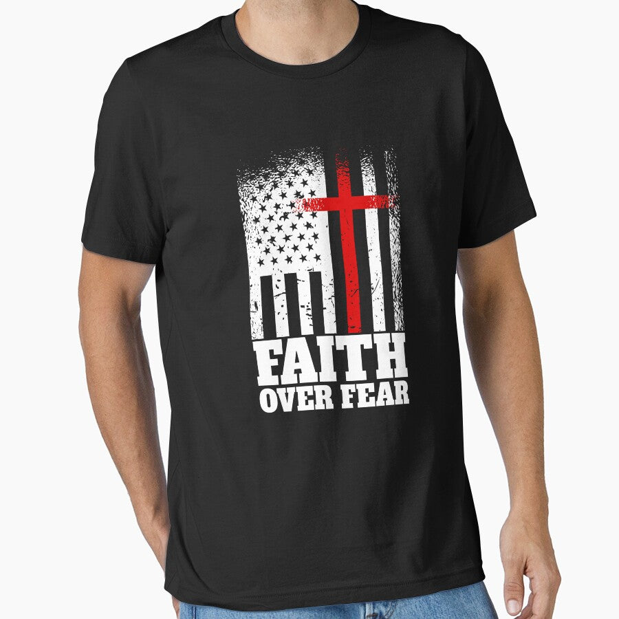 Faith Over Fear American Flag Cross Faith Over Fear Gear by DynamicDesign