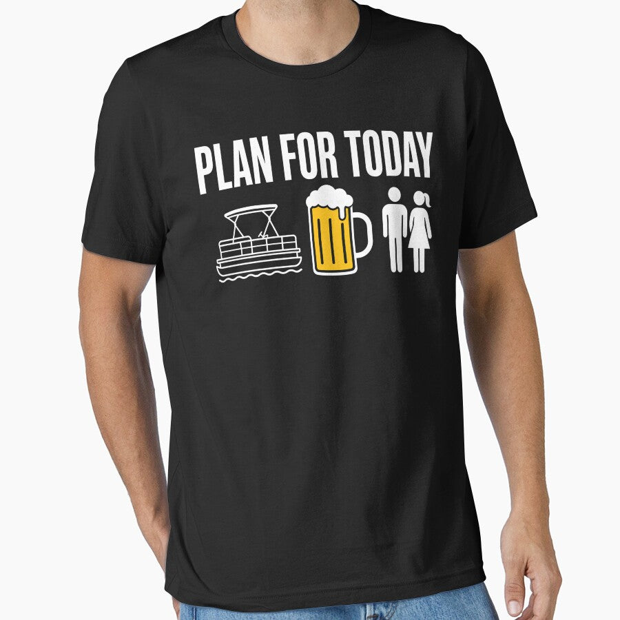 Funny “Plan for Today” Boat, Beer and Couple Humor Design by will freed18