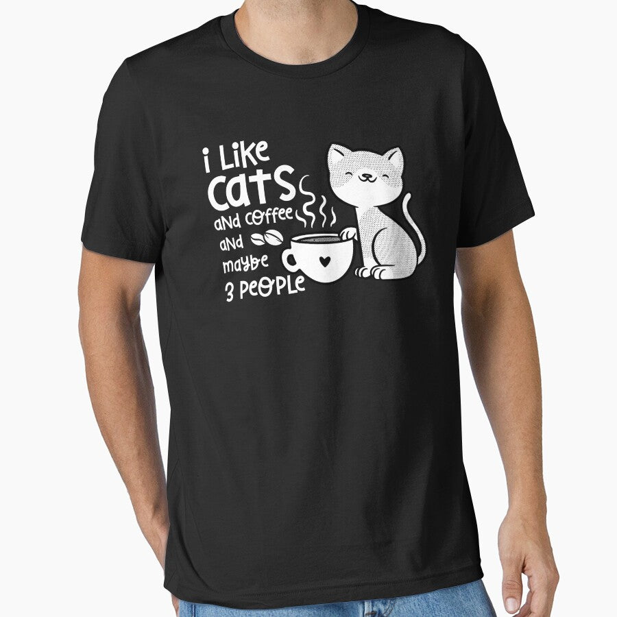Cute Cats Coffee and 3 People Shirt by LarryMBrown