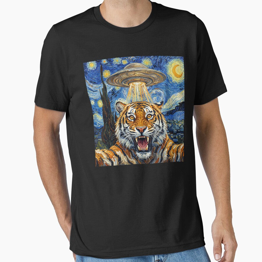 Tiger Starry Night UFO Van Gogh Art Animal Selfie Lover by Kimberley King Art  King Art