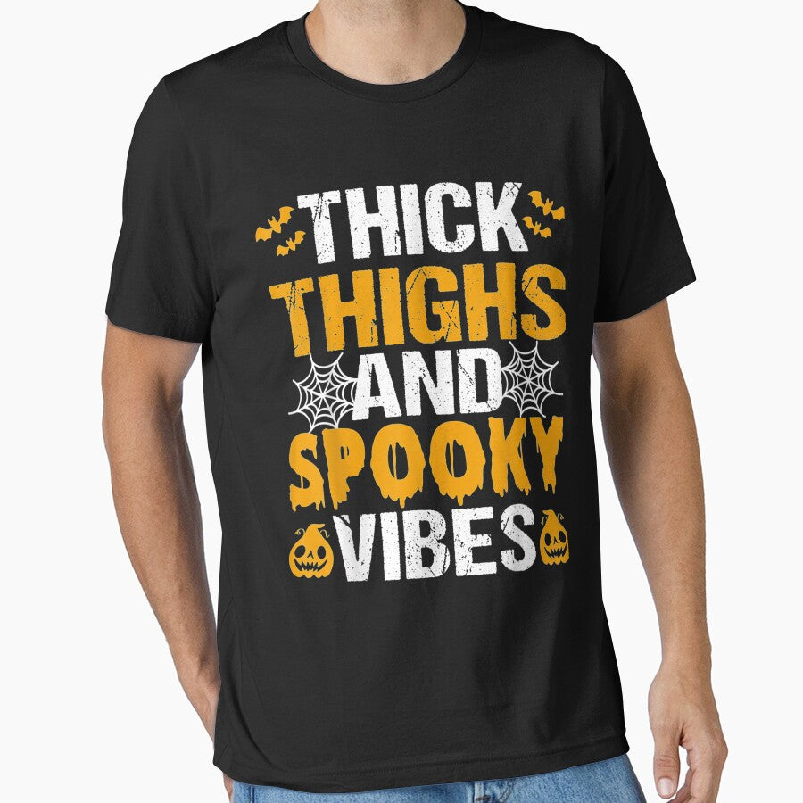 Thick Thighs And Spooky Vibes Funny Halloween Costume by gregorylbond