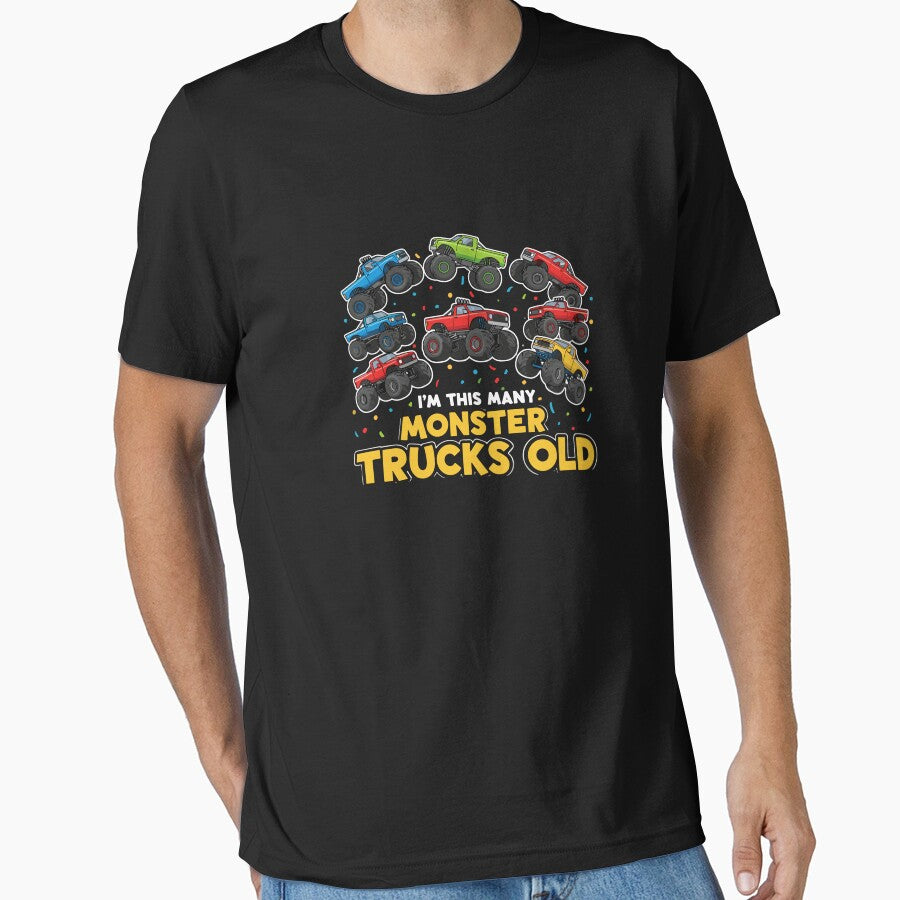 I'm This Many Monster Trucks Old Birthday Monster Truck Fan Child by PopStars1993