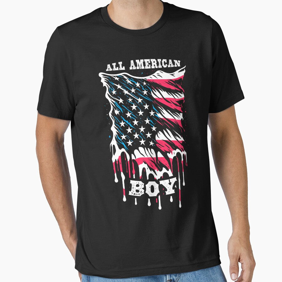 All American Boy 4th Of July Melting Retro USA Flag by GrandeDuc
