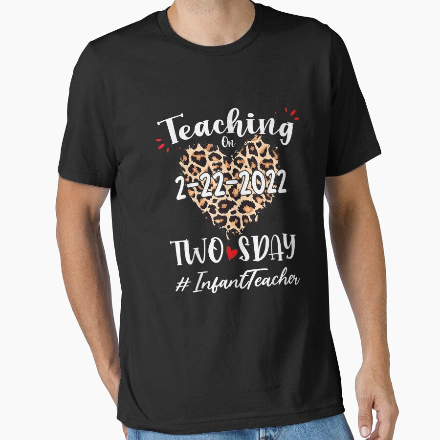Infant Teacher Teaching On Twosday Leopard 22nd February T-Shirt by Chambers-Avara