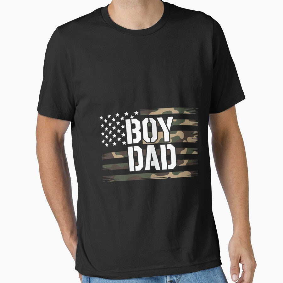 Boy Dad Proud Dad Of Boy Fathers Day For Dad US Flag by RatCurry