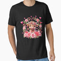Floral Valentine Highland Cow with Roses by LashondaGreen89