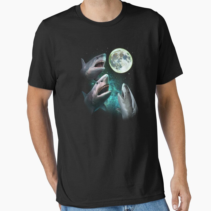 Three Sharks Howl On The Moon by PNGShop