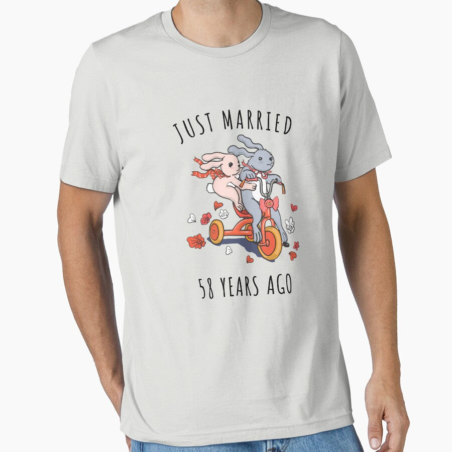 Just Married 58 Years Ago - 58th Anniversary Couple Bunnies Tee, Phone Cases And Other Gifts by MemWear