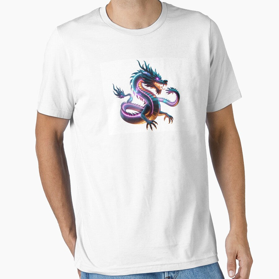 Galaxy Samurai Dragon – Neon Rainbow Fantasy Creature Art by RBToper