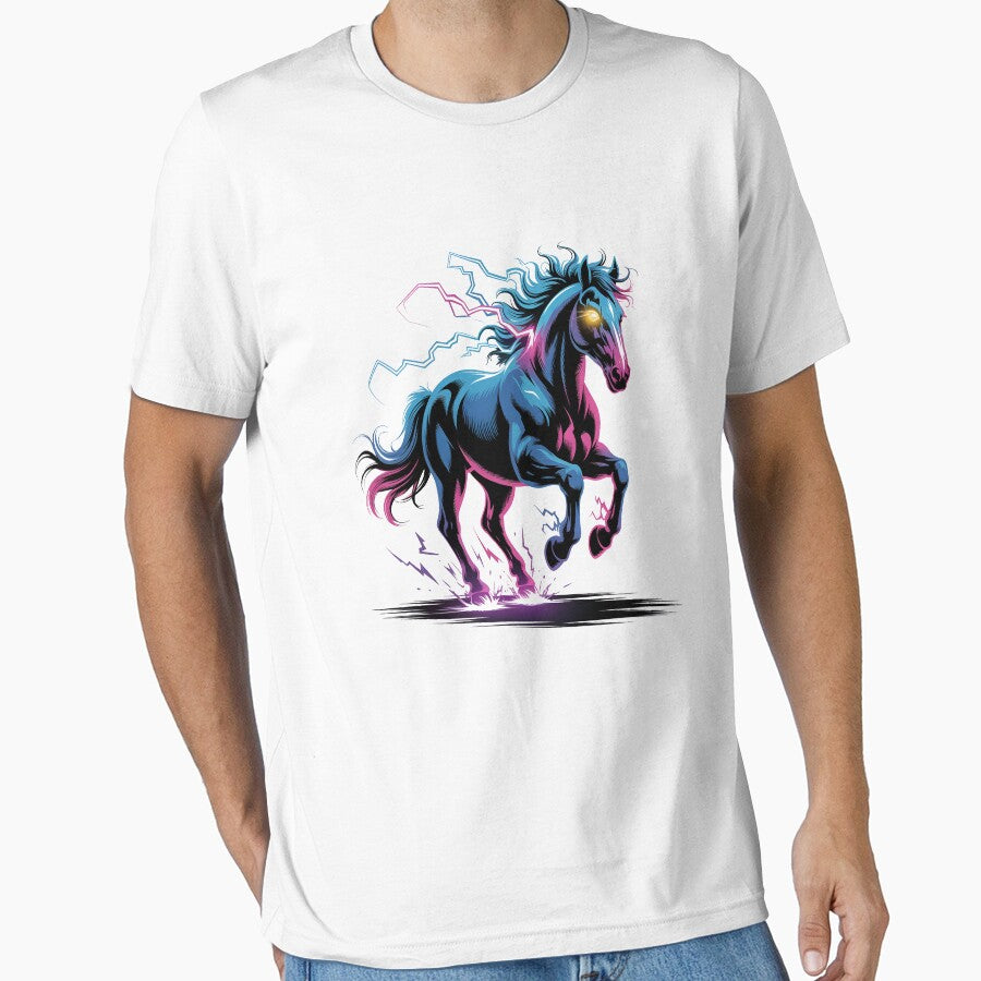 Neon Cosmic Horse – Vibrant Galaxy Glow Running Horse Design by RBToper