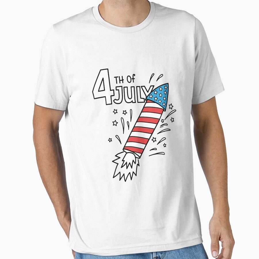 4th of July Fireworks Patriotic T-Shirt by Pliskin-Design