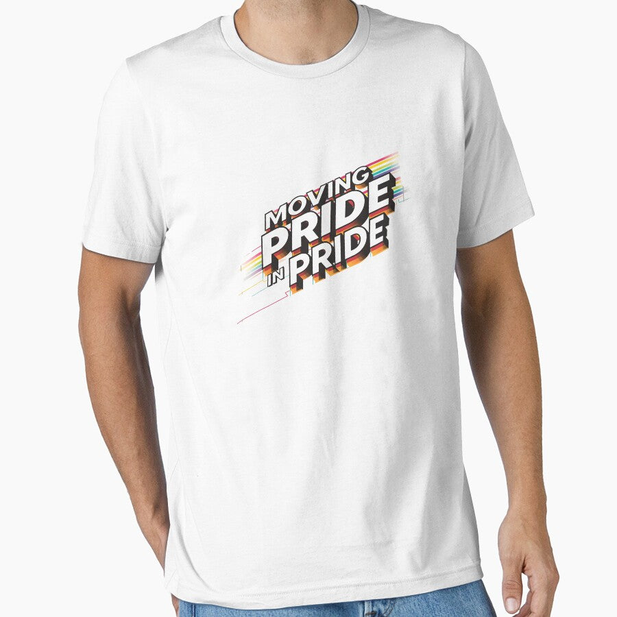 Moving Pride in Pride Retro LGBTQ Rainbow Graphic Tee by Pride_Prints