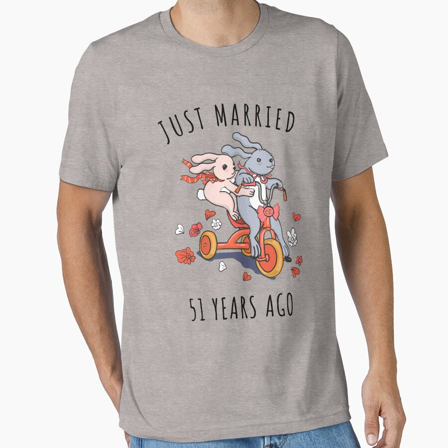 Just Married 51 Years Ago - 51st Anniversary Couple Bunnies Tee, Phone Cases And Other Gifts by MemWear