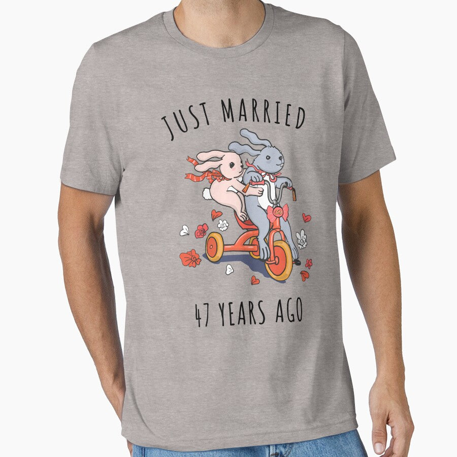 Just Married 47 Years Ago - 47th Anniversary Couple Bunnies Tee, Phone Cases And Other Gifts by MemWear