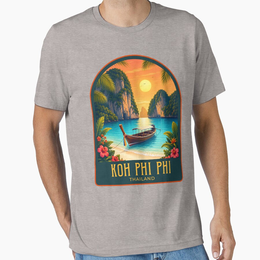 Koh Phi Phi Vintage Travel Illustration by HomeLivingCo