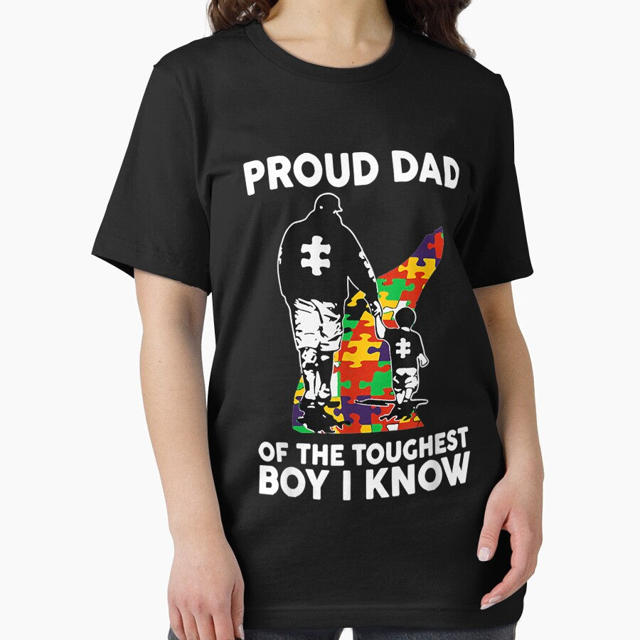 Mens Proud Dad Of The Toughest Boy I Know Autism Awareness by familyarts