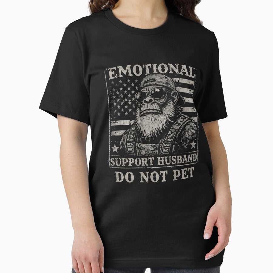 Emotional Support Husband Do Not Pet Funny Patriotic Monkey USA by Tanjaberto