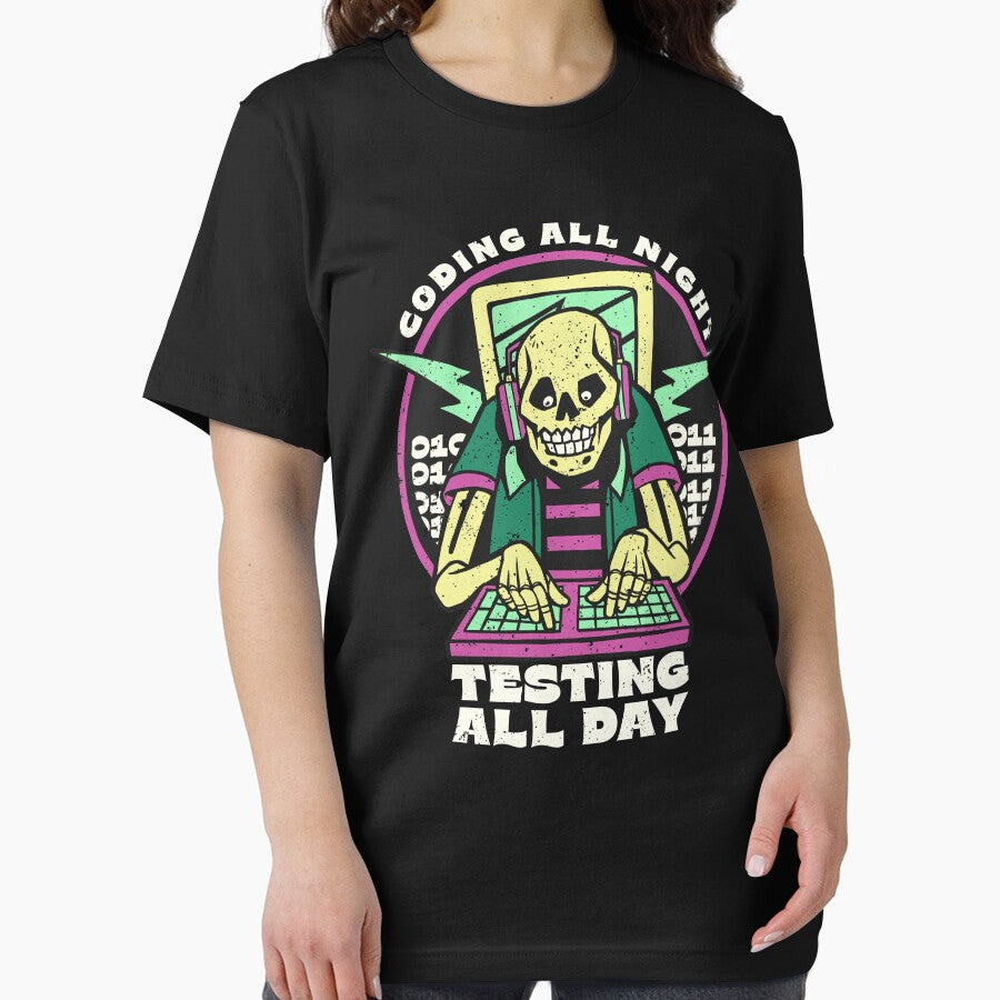 Programming Skeleton Coding All Night Testing All Day by Hoiho Adventure Shirts