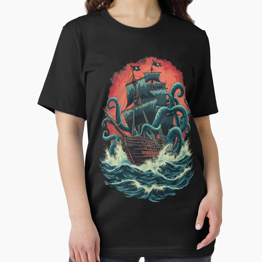 Pirate Ship Kraken Ocean Battle Giant Sea Monster by MintedFresh