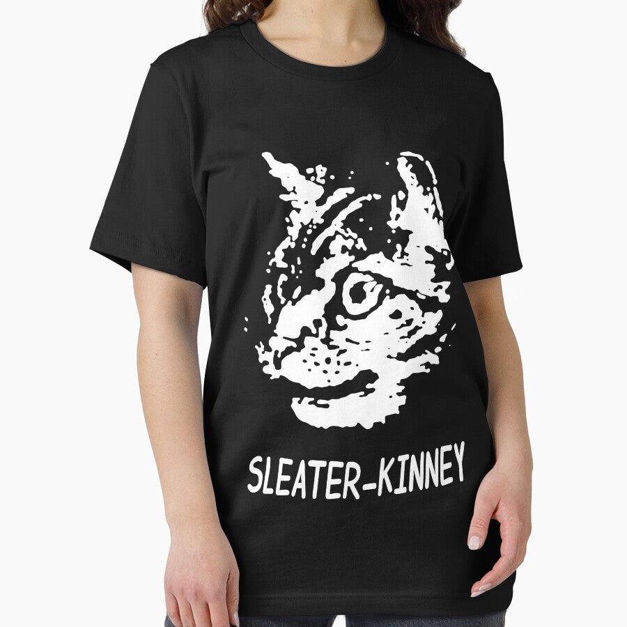 Art Cat Retro Sleater Kinney Music Band Sticker Essential T-Shirt by JenniferBrister
