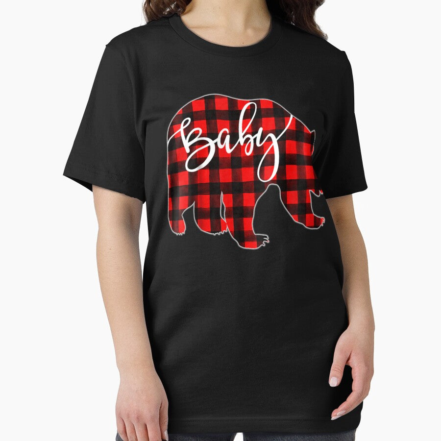 Kids Red Plaid Baby Bear Matching Pajama Family Buffalo Tee by MichelleArtsy