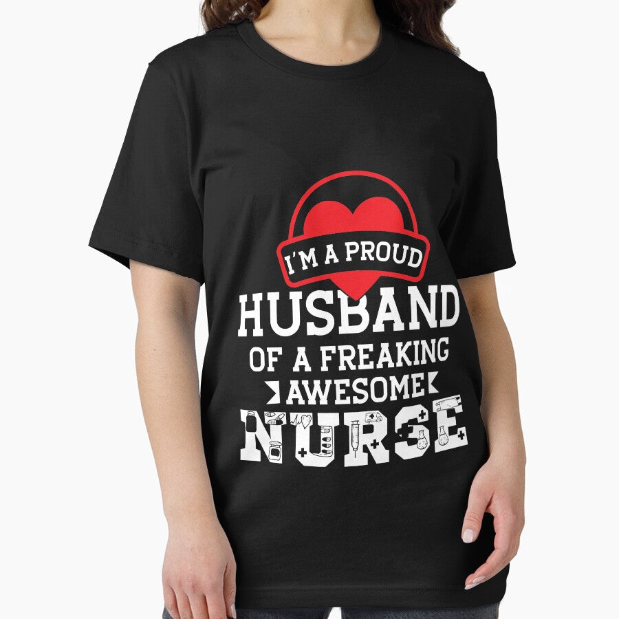 I'm A Proud Husband Of A Freaking Awesome Nurse, medicine, for husband, cute, awesome nurse by plussorn
