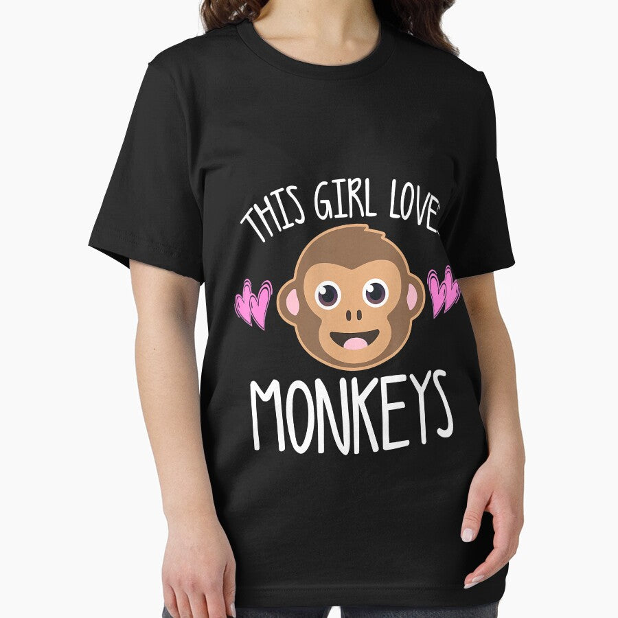Monkey T-Shirt THIS GIRL LOVES MONKEYS Cute Kids Mom Gift by LenaEhrlichmann
