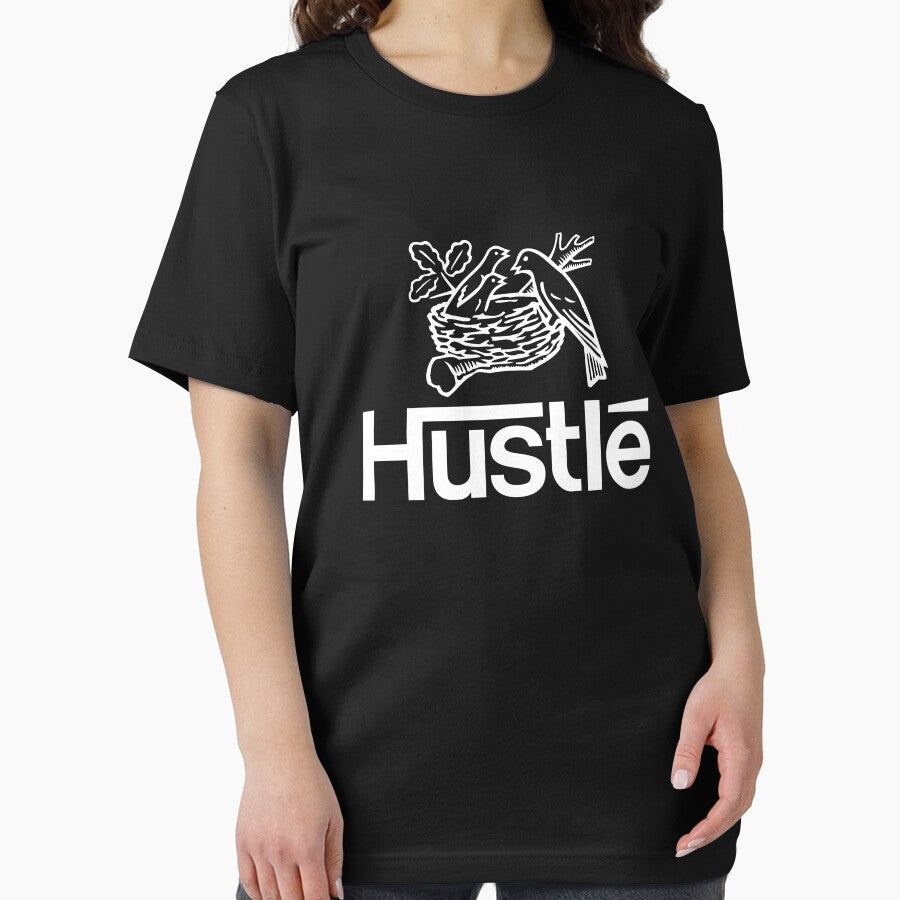 Hustlé - white print by Tunic Shirts