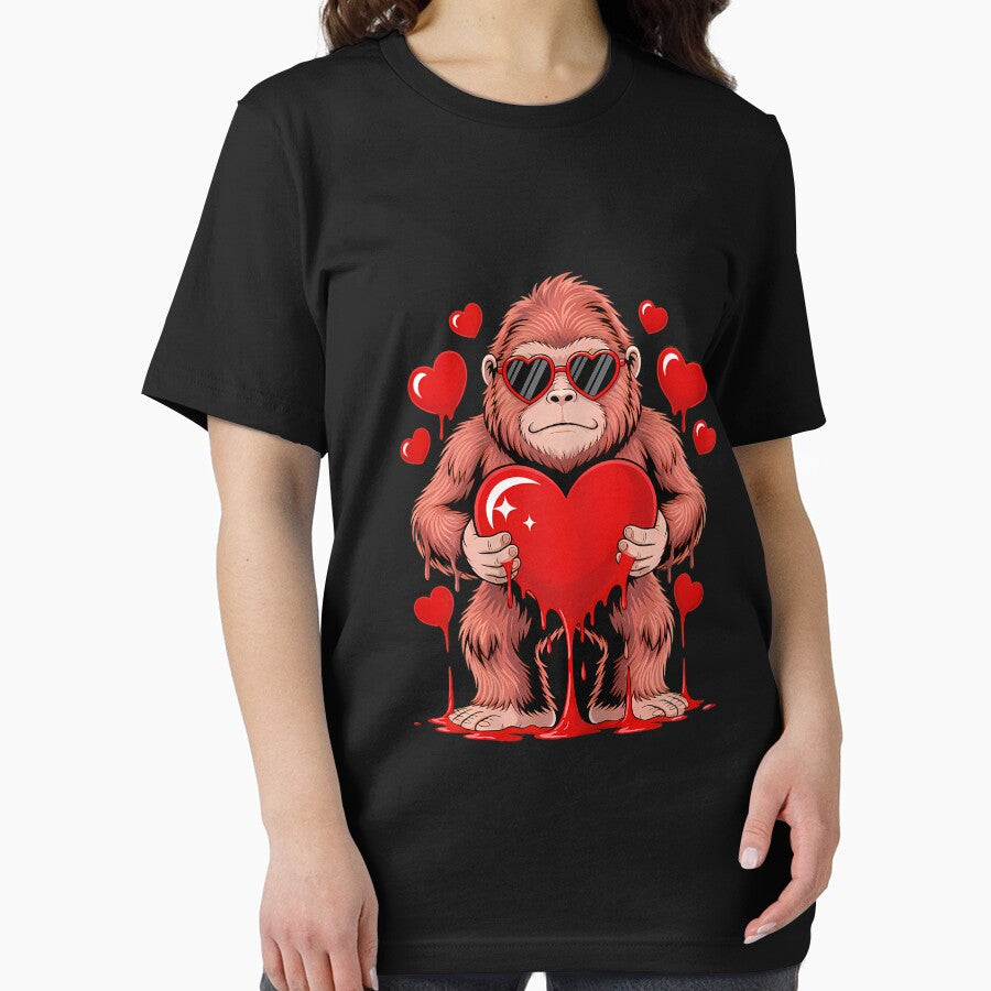 Valentines Day Bigfoot Heart Love Cute Valentine Sasquatch by mjohnson9