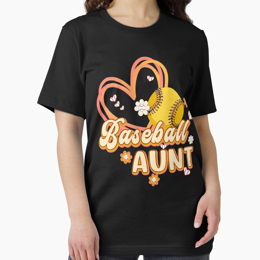 Retro Softball Baseball Aunt Heart Floral Design by KIROSALS