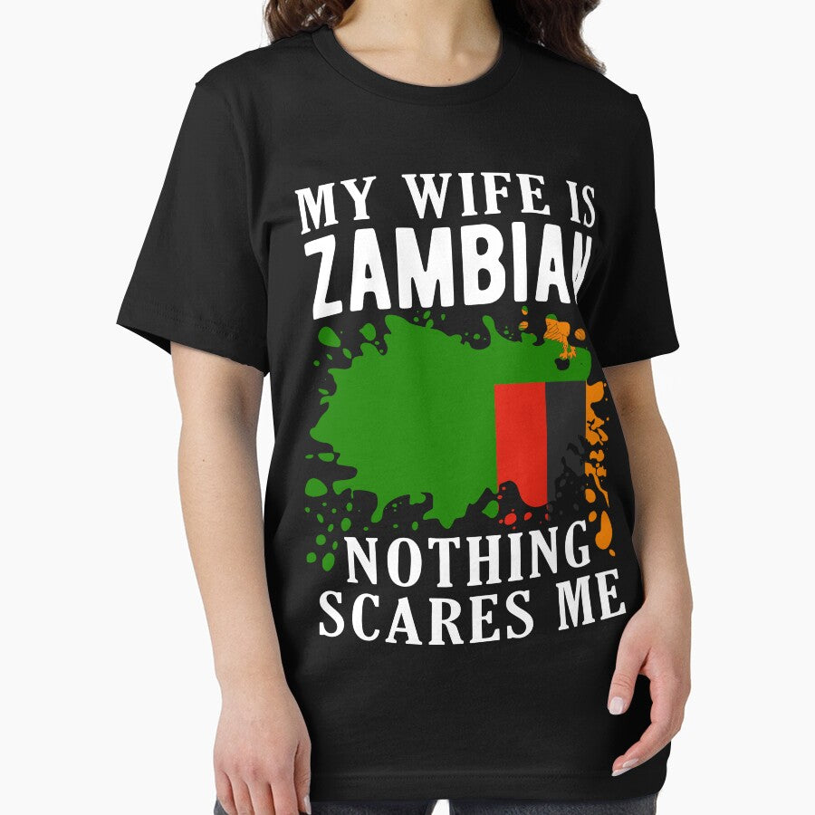 My Wife Is Zambian Nothing Scares Me Zambia Flag by OX-tright