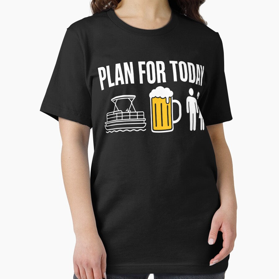 Funny “Plan for Today” Boat, Beer and Couple Humor Design by will freed18