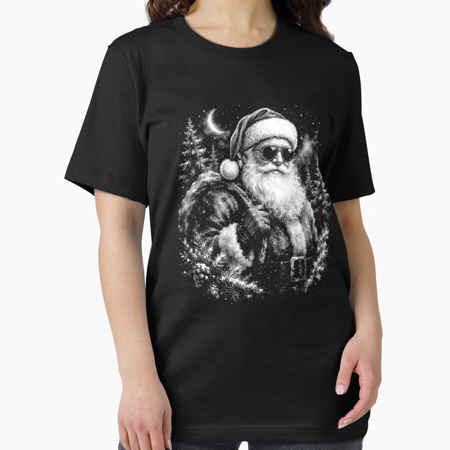 Santa Claus Retro Christmas Winter Forest Graphic Xmas Art by BornBorn
