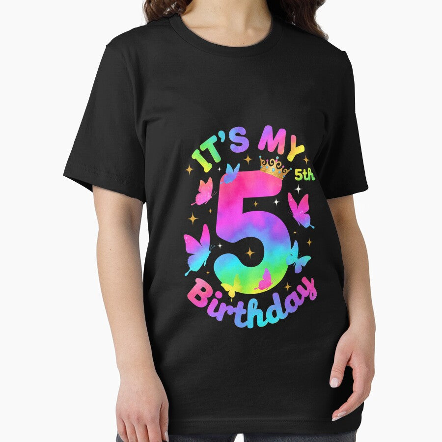 Whimsical 5th Birthday Girl Butterfly Crown Rainbow by Merchifyme2000